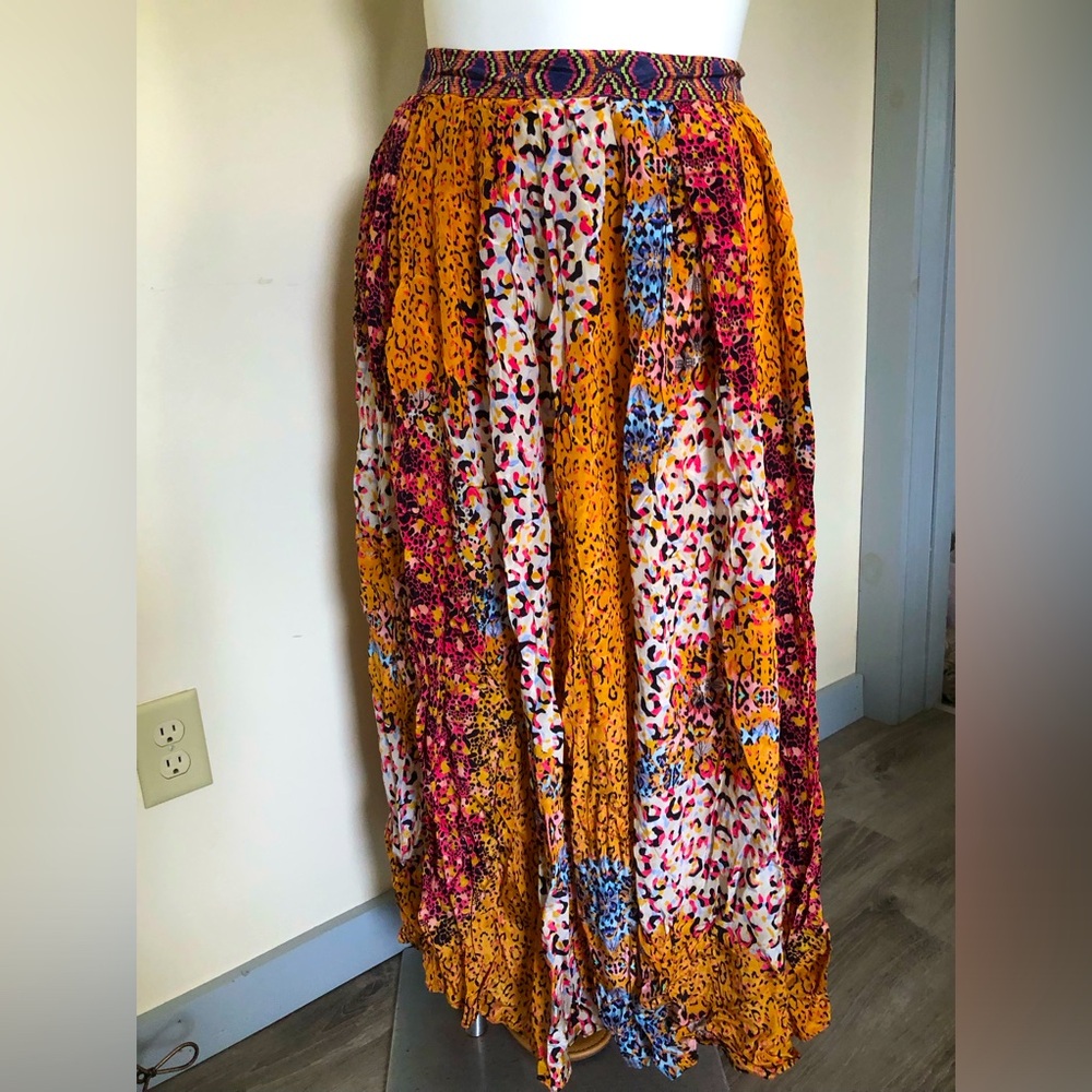 Anthropology Bhanuni by Jyoti Leopard Print Maxi Skirt